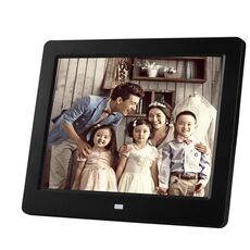 Cornice fotografica digitale multimediale con display a LED da 8 pollici con supporto e lettore di musica e film, supporto per ingresso scheda USB / SD (nero)
