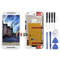 Assemblaggio digitalizzatore 3 in 1 (LCD + cornice + touch pad) per Motorola Moto G2 (bianco)