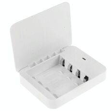 Caricatore portatile USB 2.0 4 batterie AA con torcia (bianco)