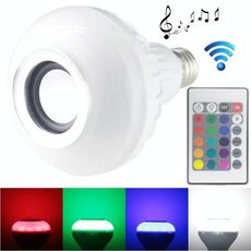 Altoparlante per lampade a LED RGB E27, Bluetooth, supporto controllo telefono WiFi, luce regolabile, con telecomando