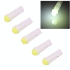 5 PCS T5 0,5 W 20LM Luce bianca 1 LED COB LED Lampadina per strumenti Luce cruscotto per veicoli, CC 12V (bianco)