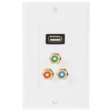 Spina femmina USB 2.0 + 3 connettori femmina RCA pannello a parete
