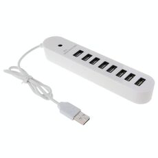 Hub ovale portatile USB 2.0 a 8 porte, lunghezza: 50 cm (bianco)