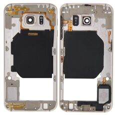 Per Galaxy S6 / G920F Piastra posteriore Custodia Pannello obiettivo fotocamera con tasti laterali e cicalino suoneria altoparlante (oro)