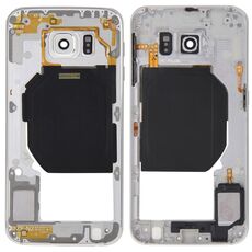 Per Galaxy S6 / G920F Piastra posteriore Custodia Pannello obiettivo fotocamera con tasti laterali e cicalino suoneria altoparlante (bianco)