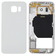 Per Galaxy S6 / G920F Copertura completa dell'alloggiamento (Piastra posteriore Custodia Pannello obiettivo fotocamera + Coperchio posteriore batteria) (Bianco)
