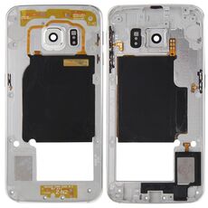 Per Galaxy S6 Edge / G925 Piastra posteriore Custodia Pannello obiettivo fotocamera con tasti laterali e cicalino suoneria altoparlante (argento)