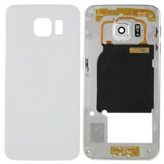 Per Galaxy S6 Edge / G925 Copertura completa dell'alloggiamento (Piastra posteriore Alloggiamento dell'obiettivo della fotocamera + Coperchio posteriore della batteria) (Bianco)