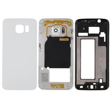 Per Galaxy S6 Edge / G925 Copertura completa dell'alloggiamento (Piastra frontale cornice cornice LCD + Piastra posteriore Custodia Pannello obiettivo fotocamera + Coperchio posteriore batteria) (Bianco)