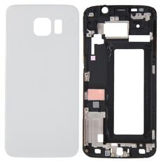 Per Galaxy S6 Edge / G925 Cover completa dell'alloggiamento (alloggiamento anteriore cornice cornice LCD + coperchio posteriore batteria) (bianco)
