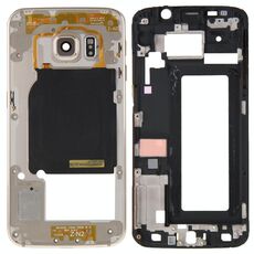 Per Galaxy S6 Edge / G925 Copertura completa dell'alloggiamento (Piastra della cornice del telaio LCD dell'alloggiamento anteriore + Pannello dell'obiettivo della fotocamera dell'alloggiamento della piastra posteriore) (oro)