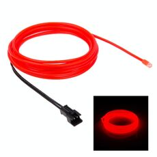 Striscia flessibile per auto rotonda impermeabile a luce rossa fredda EL con driver per la decorazione dell'auto, lunghezza: 2 m (rosso)