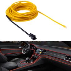 Striscia flessibile per auto rotonda impermeabile con driver per la decorazione dell'auto, lunghezza: 5 m (giallo)