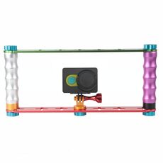 Staffa di montaggio in alluminio con stabilizzatore con impugnatura doppia per fotocamere sportive PULUZ Jaws Flex Clamp Mount per GoPro Hero12 Black / Hero11 /10 /9 /8 /7 /6 /5, Insta360 Ace / Ace Pro, DJI Osmo Action 4 e altre action cam