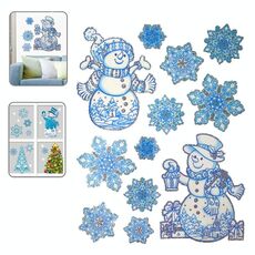 Serie di Natale Snow and Snowman Pattern Glitter Finestra glitter, dimensioni: 41 cm*29 cm