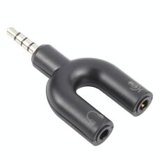 Adattatore da 3,5 mm stereo maschio a 3,5 mm per cuffie e microfono femmina (nero)