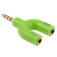 Adattatore da 3,5 mm stereo maschio a 3,5 mm per cuffie e microfono femmina (verde)