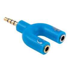Adattatore da 3,5 mm stereo maschio a 3,5 mm per cuffie e microfono femmina (blu)