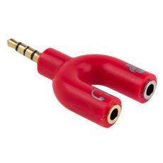 Adattatore da 3,5 mm stereo maschio a 3,5 mm per cuffie e microfono femmina (rosso)