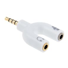 Adattatore da 3,5 mm stereo maschio a 3,5 mm per cuffie e microfono femmina (bianco)