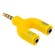 Adattatore da 3,5 mm stereo maschio a 3,5 mm per cuffie e microfono femmina (giallo)