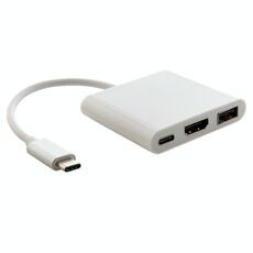 Cavo adattatore 3 in 1 da USB tipo C a HDMI, Per MacBook versione 2015 da 12 pollici, versione Google Chromebook Pixel 2015, tablet PC Nokia N1 (argento)