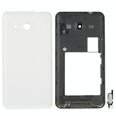 Per Galaxy Core 2 / G355 Cover completa dell'alloggiamento (cornice del telaio centrale + coperchio posteriore della batteria) + pulsante Home (bianco)