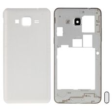 Per Galaxy Grand Prime / G530 Dual SIM Card Version Cover completa dell'alloggiamento (cornice centrale + coperchio posteriore della batteria) + pulsante Home (bianco)