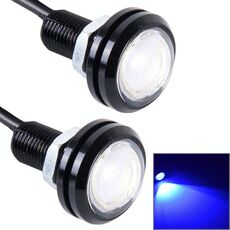 2 PCS 2x 3W Waterproof Eagle Eye Light Luce LED bianca per veicoli, lunghezza cavo: 60 cm (luce blu)