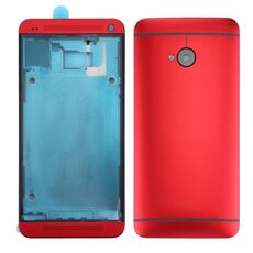 Coperchio dell'alloggiamento completo (piastra cornice cornice LCD alloggiamento anteriore + coperchio posteriore) per HTC One M7 / 801e (rosso)