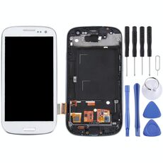 Display LCD (TFT da 4,65 pollici) + Touch Panel con cornice per Galaxy SIII / i9300 (bianco)