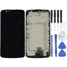 Schermo LCD TFT per digitalizzatore LG K10 Assemblaggio completo con cornice (nero)
