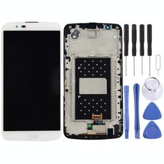 Schermo LCD TFT per LG K10 Digitizer Assemblaggio completo con cornice (bianco)