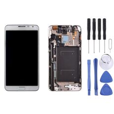 Display LCD originale + pannello touch con cornice per Galaxy Note 3 Neo / N7505 (bianco)