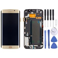 Display LCD originale + pannello touch con cornice per Galaxy S6 Edge + / G928F (oro)