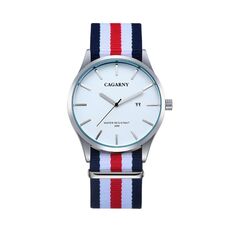 CAGARNY 6865 Orologio da polso al quarzo impermeabile ultra sottile in stile conciso con cinturino in nylon a strisce