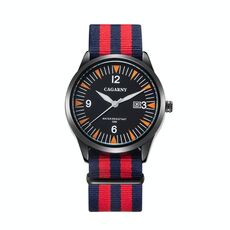 CAGARNY 6859 Orologio da polso al quarzo impermeabile ultrasottile stile conciso con cinturino in nylon a strisce