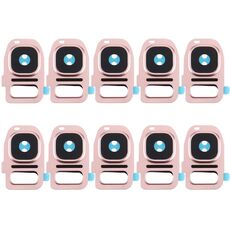 Per Galaxy S7 / G930 10 pezzi copriobiettivo fotocamera posteriore + staffa torcia (oro rosa)