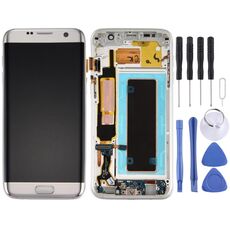 Schermo LCD originale e digitalizzatore Assemblaggio completo con telaio e scheda porta di ricarica e pulsante volume e pulsante di accensione per Galaxy S7 Edge / G935F (argento)