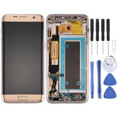 Per Galaxy S7 Edge / G935A Schermo LCD originale e digitalizzatore Assemblaggio completo con cornice e scheda porta di ricarica e pulsante volume e pulsante di accensione (oro)