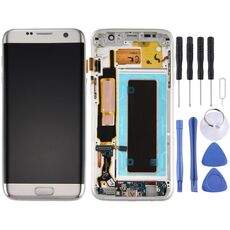 Schermo LCD originale e digitalizzatore Assemblaggio completo con telaio e scheda porta di ricarica e pulsante volume e pulsante di accensione per Galaxy S7 Edge / G935A (argento)