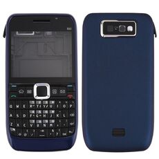 Copertura completa dell'alloggiamento (copertura anteriore + cornice centrale + copertura posteriore batteria + tastiera) per Nokia E63 (blu scuro)