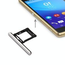 Vassoio scheda micro SD / SIM + porta slot per scheda Tappo antipolvere per Sony Xperia XZ Premium (versione doppia SIM) (argento)