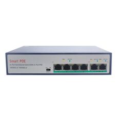 ESCAM POE 4 + 2 Switch Fast Ethernet a 6 porte Switch di rete POE a 4 porte 10 / 100M 120W, distanza di trasmissione: 150m (nero)