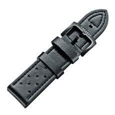 CAGARNY Simple Fashion Watches Band Cinturino per orologio in pelle con fibbia verde, larghezza: 24 mm (nero)