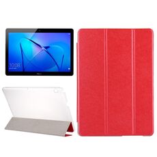 Per Huawei MediaPad T3 10 Custodia in pelle a vibrazione orizzontale con texture seta da 9.6 pollici con supporto pieghevole a 3 (rosso)