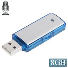 Registratore vocale USB + disco flash USB da 8 GB (blu)