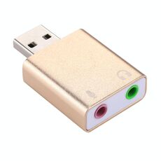 Guscio in alluminio Jack da 3,5 mm Scheda audio USB esterna HIFI Magic Voice Adattatore a 7.1 canali Unità gratuita per computer, desktop, altoparlanti, auricolare, microfono (oro)