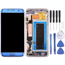 Schermo LCD originale e digitalizzatore Assemblaggio completo con cornice e scheda porta di ricarica e pulsante volume e pulsante di accensione per Galaxy S7 Edge / G935A (blu)