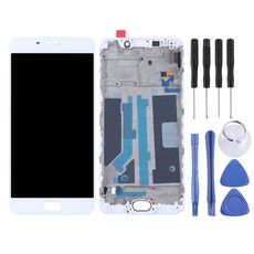Per schermo LCD OPPO R9 (TFT) + pannello a sfioramento con cornice (bianco)